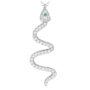 Snake Sterling Silver Necklace with Cubic Zirconia