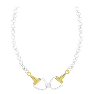 Horse Snaffle Bit Sterling Silver Necklace with 14kt Gold Accents