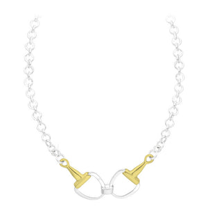 Horse Snaffle Bit Sterling Silver Necklace with 18kt Gold Accents