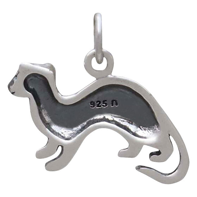 Ferret Sterling Silver Charm Pendant back view