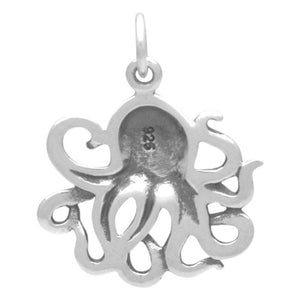 Octopus Sterling Silver Charm Pendant back view