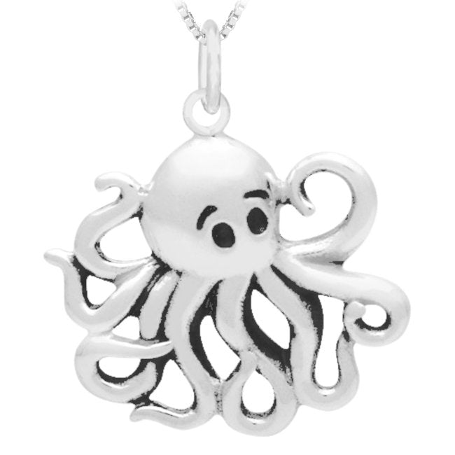 Octopus Sterling Silver Charm Pendant
