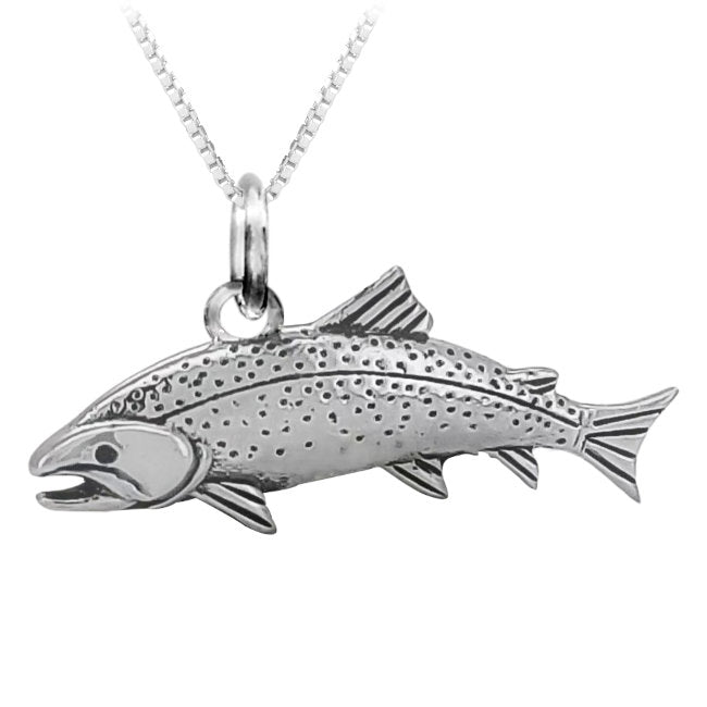 Trout Fish Sterling Silver Charm Pendant
