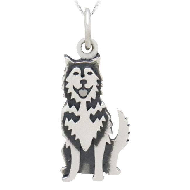 Husky Dog Sterling Silver Charm Pendant