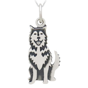 Husky Dog Sterling Silver Charm Pendant