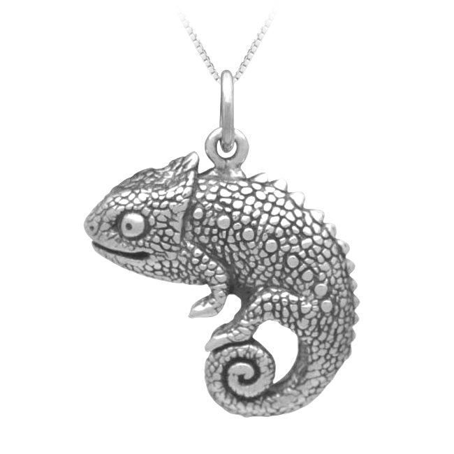 Chameleon Sterling Silver Charm Pendant