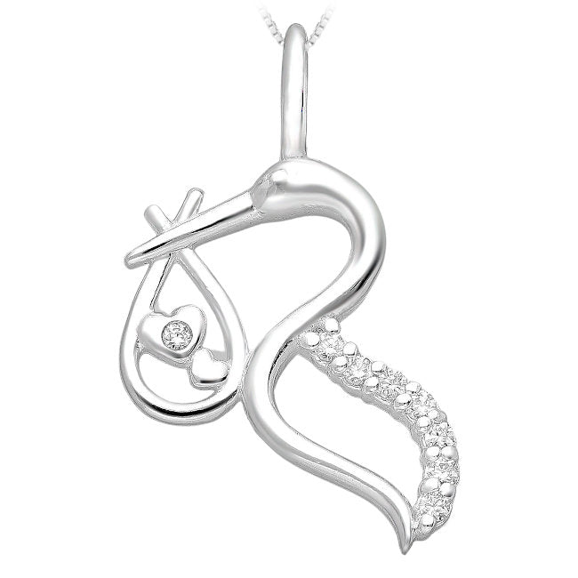 Stork Cubic Zirconia & Sterling Silver Pendant