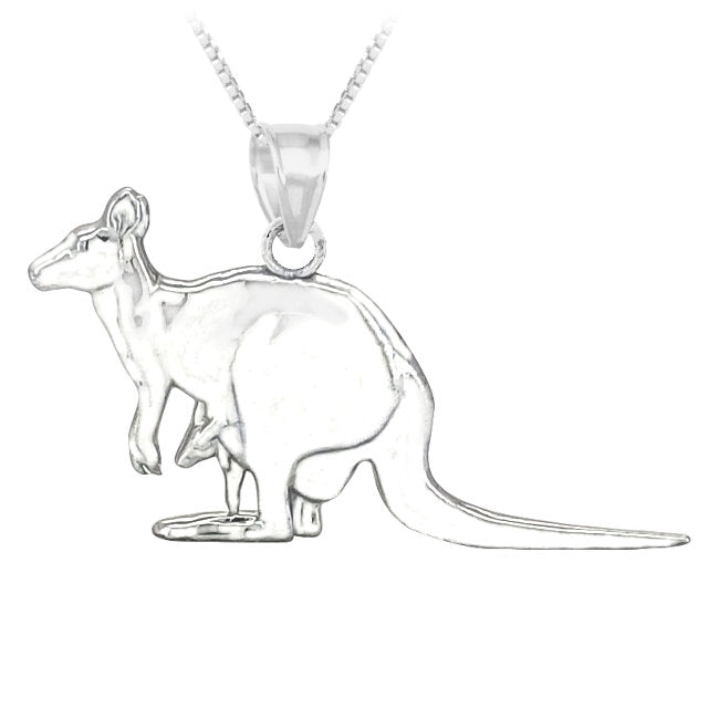 Kangaroo with Joey Sterling Silver Pendant
