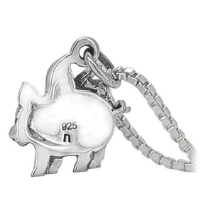 Flying Pig Sterling Silver Charm Pendant back view