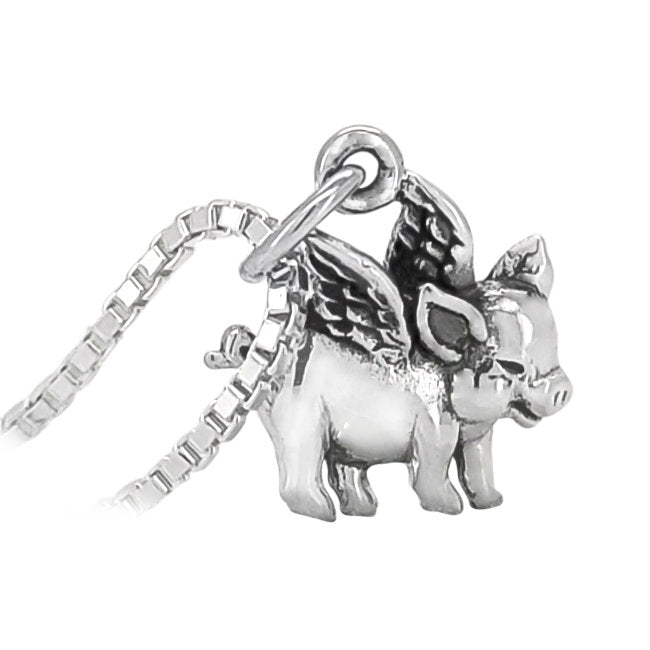 Flying Pig Sterling Silver Charm Pendant
