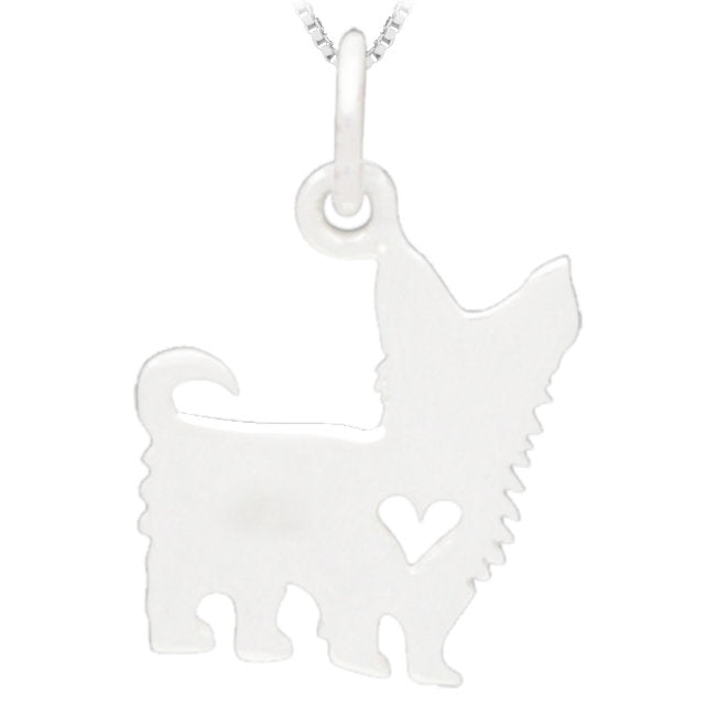 Yorkshire Terrier Heart Sterling Silver Charm Pendant