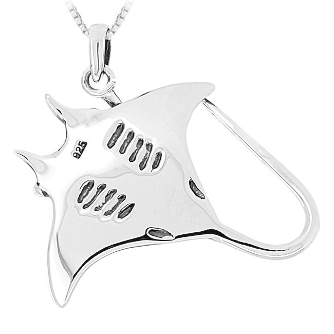 Manta Ray Sterling Silver Pendant underside view