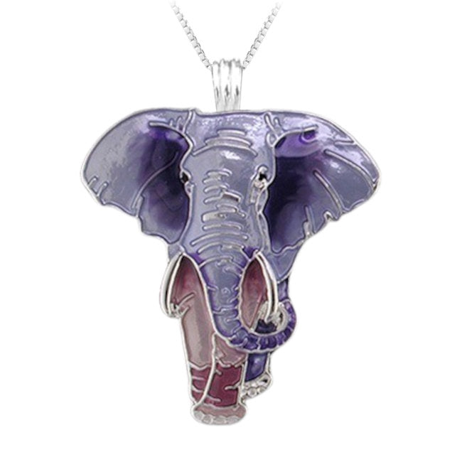 Elephant Sterling Silver plated Pendant with Enamels