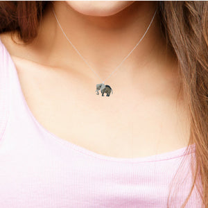 Elephant Sterling Silver plated Pendant with Enamels modelled