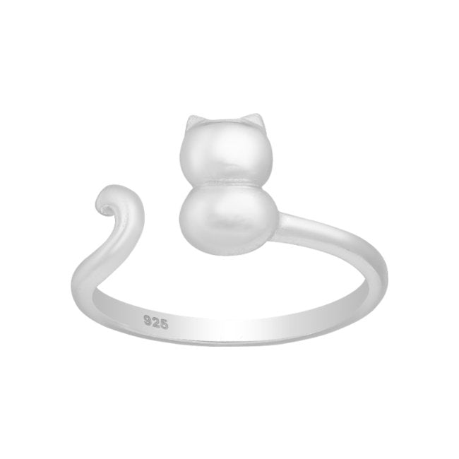 Sitting Cat adjustable Ring in Sterling Silver