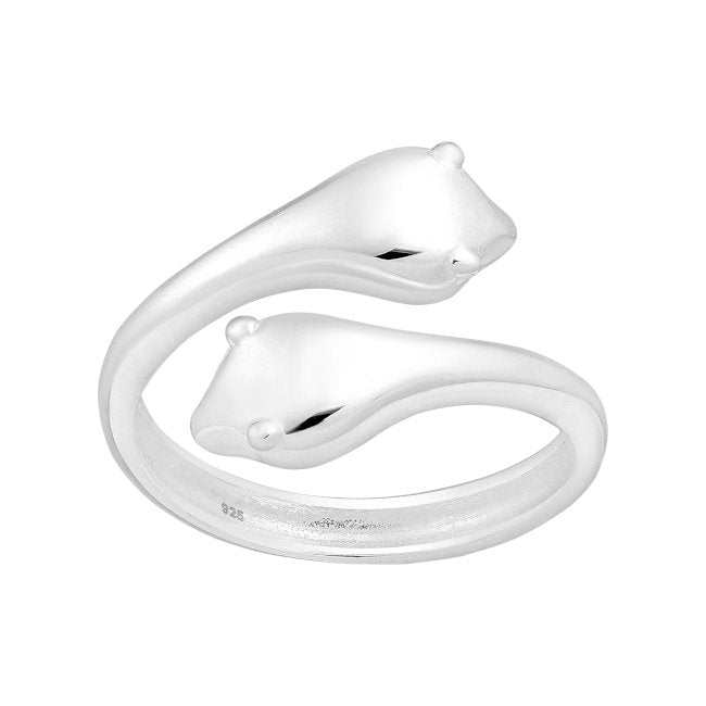 Snake Heads Sterling Silver adjustable Ring