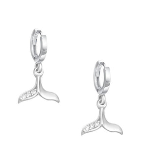 Whale Tail Sterling Silver Jewellery Set Earrings with Cubic Zirconia