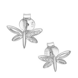 Dragonfly Sterling Silver Jewellery Set Earrings with Cubic Zirconia