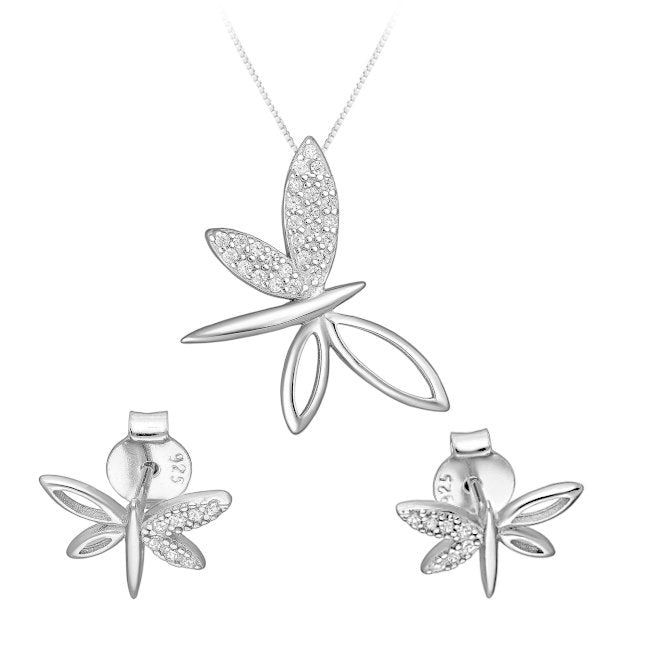Dragonfly Sterling Silver Jewellery Set with Cubic Zirconia
