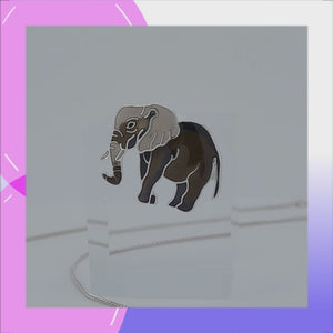 Elephant Sterling Silver plated Pendant with Enamels viewed in 3d rotation