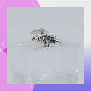Raven Sterling Silver push-back Earrings viewed in 3d rotation
