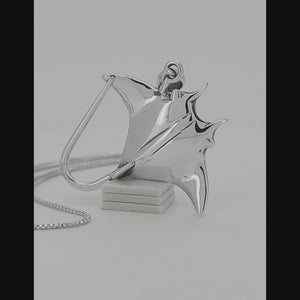 Manta Ray Sterling Silver Pendant viewed in 3d rotation
