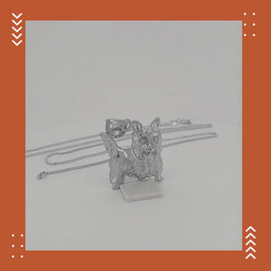 Yorkshire Terrier Sterling Silver Pendant viewed in 3d rotation