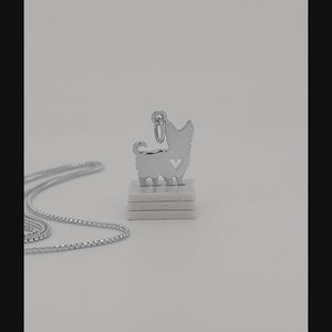 Yorkshire Terrier Heart Sterling Silver Charm Pendant viewed in 3d rotation