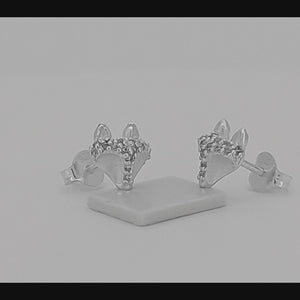 Fox Sterling Silver push-back Earrings with Cubic Zirconia viewed in 3d rotation