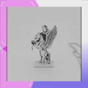Pegasus Sterling Silver Pendant viewed in 3d rotation